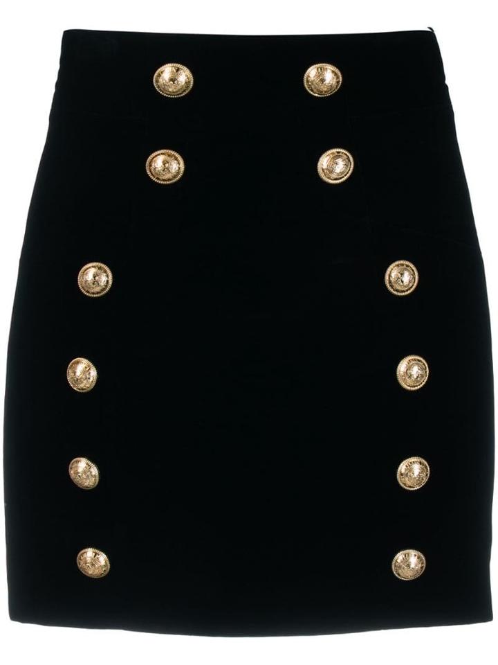 Balmain Button Detail Mini Skirt - Black