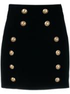 Balmain Button Detail Mini Skirt - Black