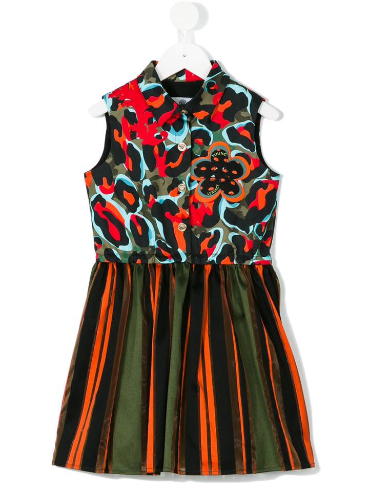 Young Versace - Sleeveless Printed Dress - Kids - Cotton/polyamide/polyester/spandex/elastane - 4 Yrs, Black