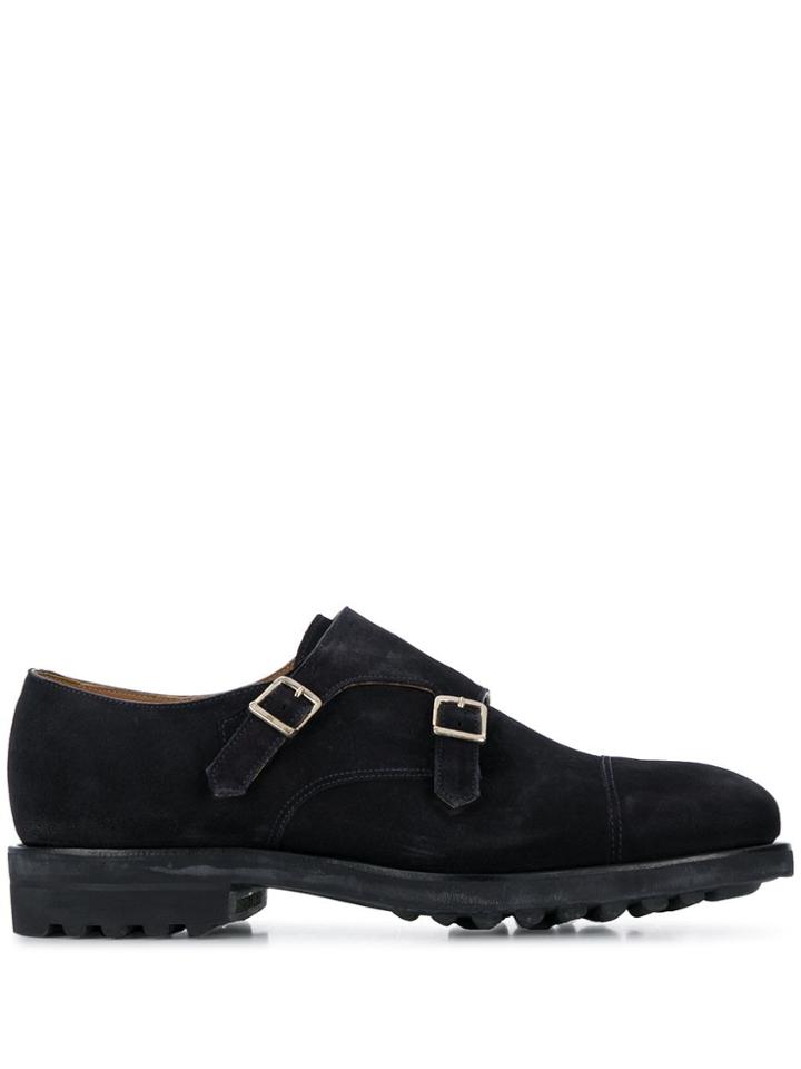 Doucal's Ridged Sole Monk Shoes - Blue