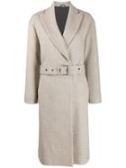 Brunello Cucinelli Belted Single-breasted Coat - Neutrals