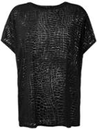 Diesel 't-hanna-ab' Sheer Crocodile Effect T-shirt, Women's, Size: Medium, Black, Viscose/nylon
