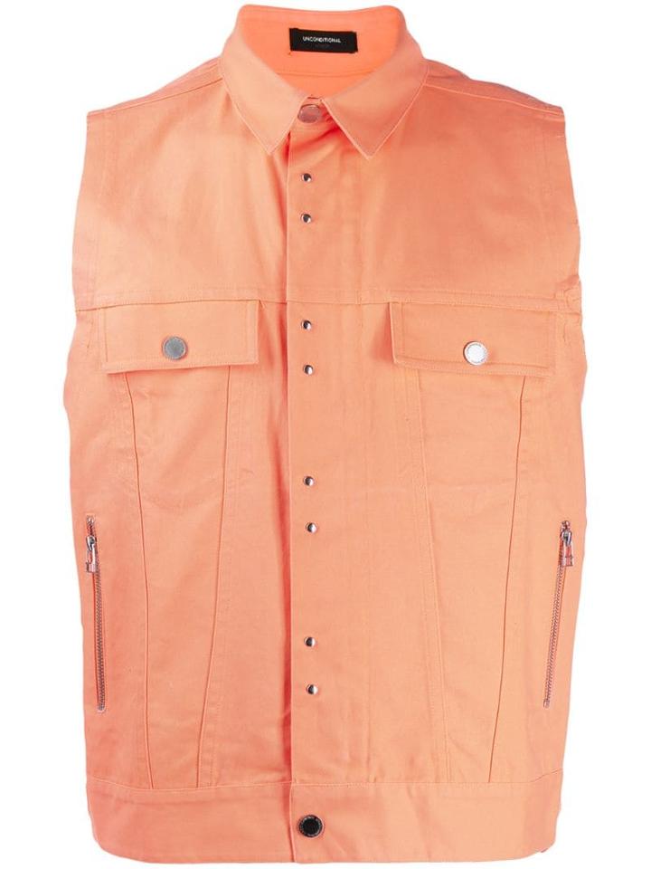 Unconditional Sleeveless Denim Jacket - Orange