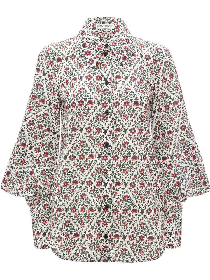 Jw Anderson Floral Print Square Sleeve Shirt - Green
