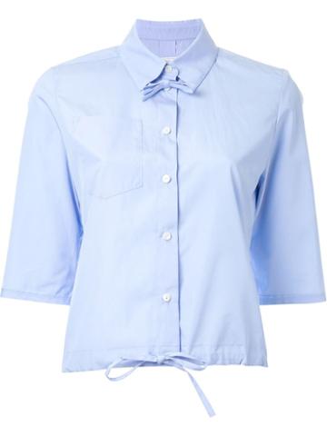 22/4 By Stephanie Hahn Tie Collar And Waist Shirt, Women's, Size: 34, Blue, Cotton