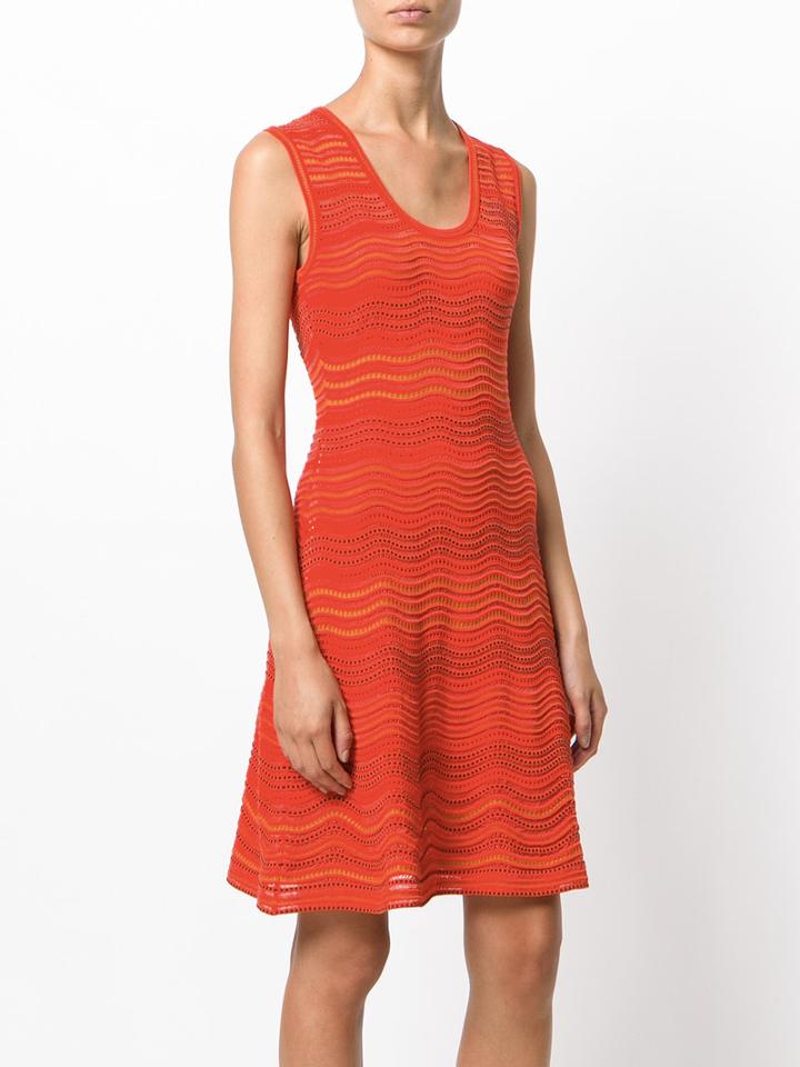 M Missoni - Wave Knit Sleeveless Dress - Women - Cotton/acrylic/polyamide/wool - 40, Yellow/orange, Cotton/acrylic/polyamide/wool