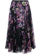Giamba Polka Dot Floral Skirt, Women's, Size: 40, Black, Silk/polyester