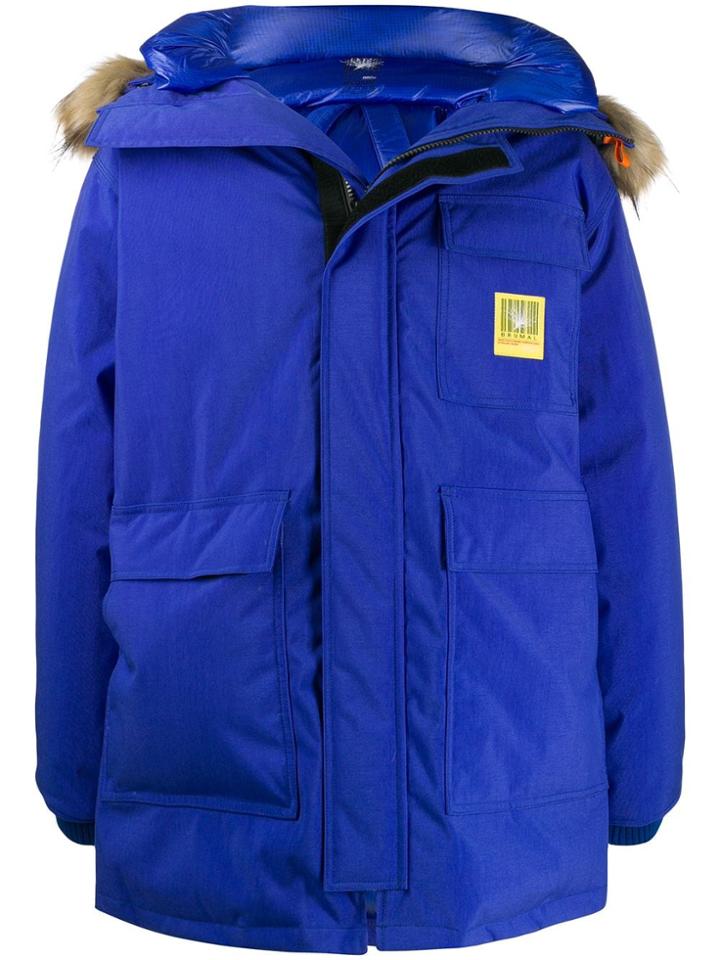 R13 Faux Fur Hooded Parka - Blue