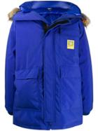 R13 Faux Fur Hooded Parka - Blue