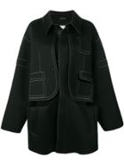Maison Margiela Contrast Stitch Oversized Coat - Black