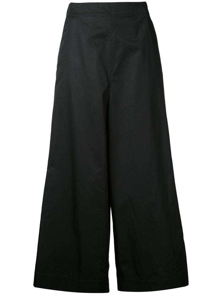 Astraet - Wide-leg Cropped Trousers - Women - Cotton - 1, Black, Cotton