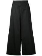 Astraet - Wide-leg Cropped Trousers - Women - Cotton - 1, Black, Cotton