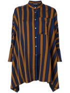 Ter Et Bantine Oversized Striped Collarless Shirt - Brown
