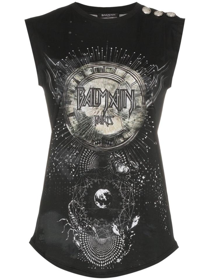 Balmain Band Logo Sleeveless T-shirt - Black