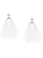 Sachin & Babi Ostrich Feather Beaded Earrings - White