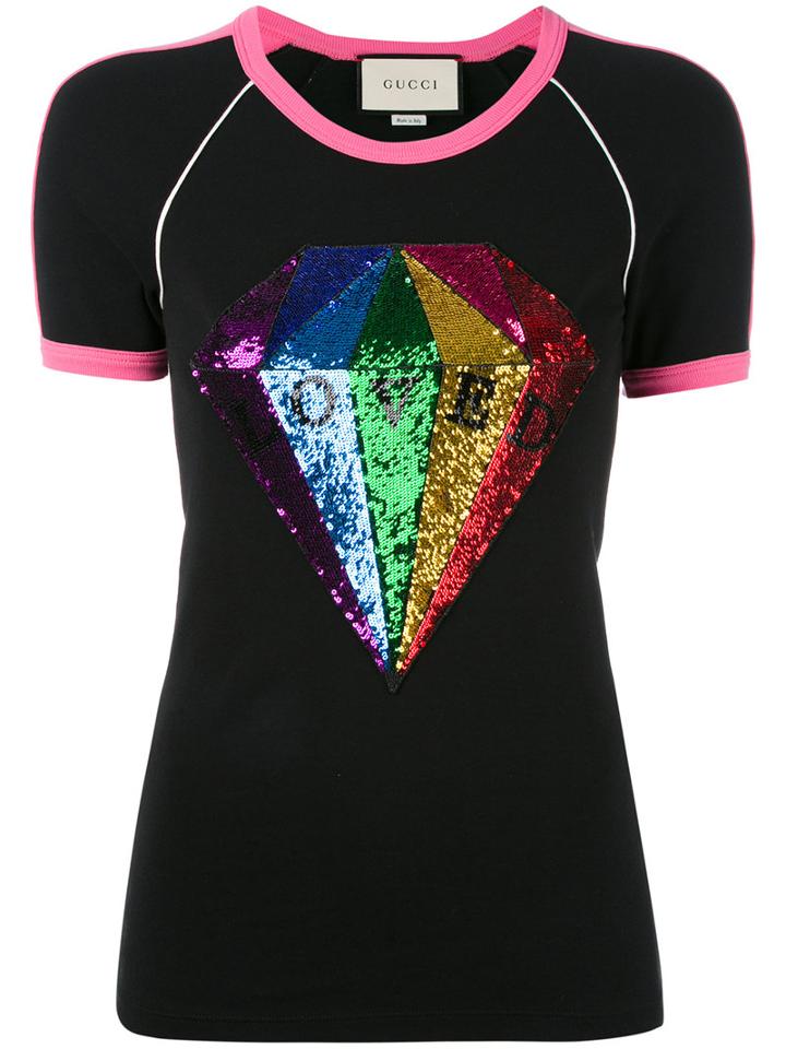 Gucci - Loved Sequin Diamond T-shirt - Women - Cotton/polyester/rayon - Xs, Black, Cotton/polyester/rayon