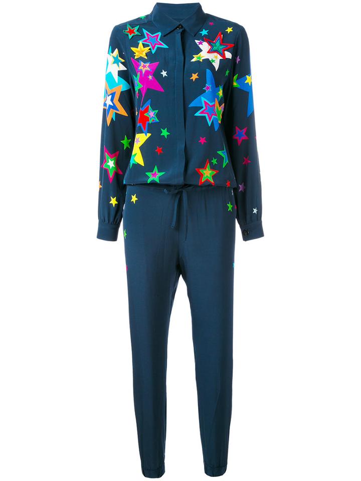 Mira Mikati - Star Print Jumpsuit - Women - Silk - 38, Blue, Silk