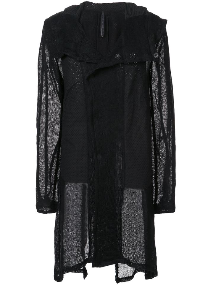 Nude Sheer Panel Coat - Black