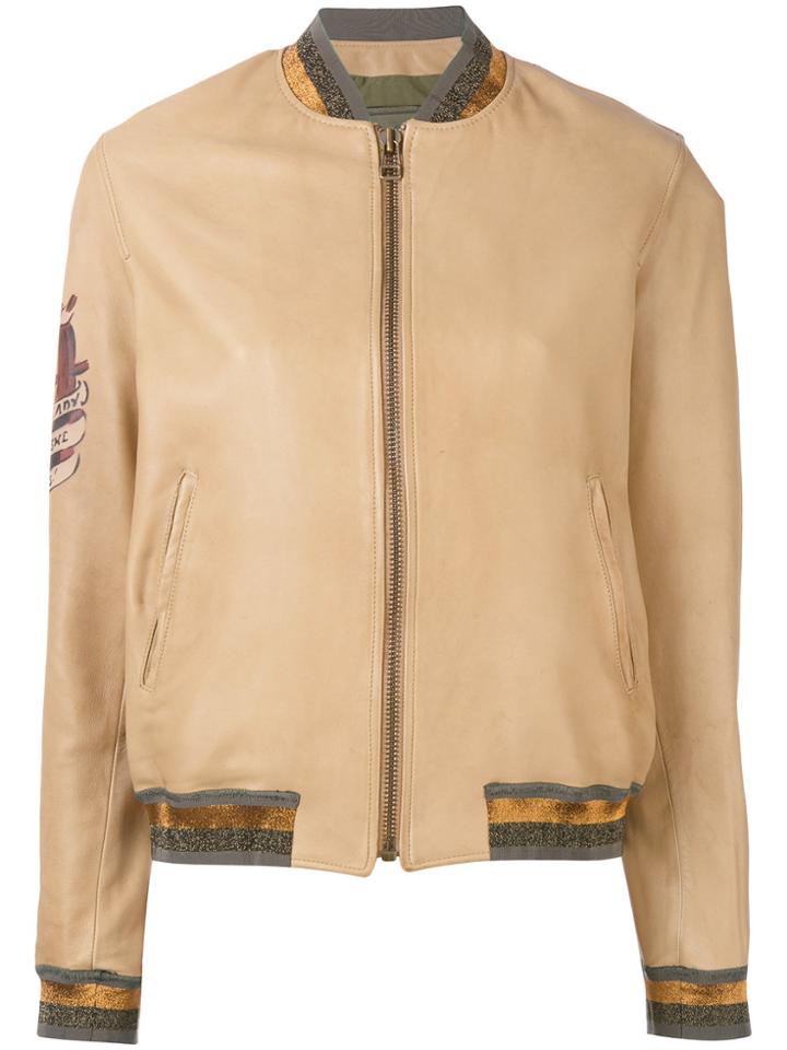 Mr & Mrs Italy Zipped Bomber Jacket - Brown