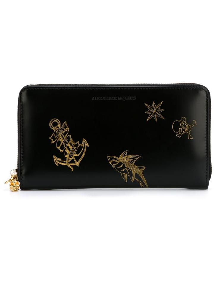 Alexander Mcqueen Tattoo Zip Around Wallet