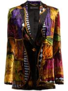 Versace Mixed Print Velvet Single-breasted Blazer - Pink