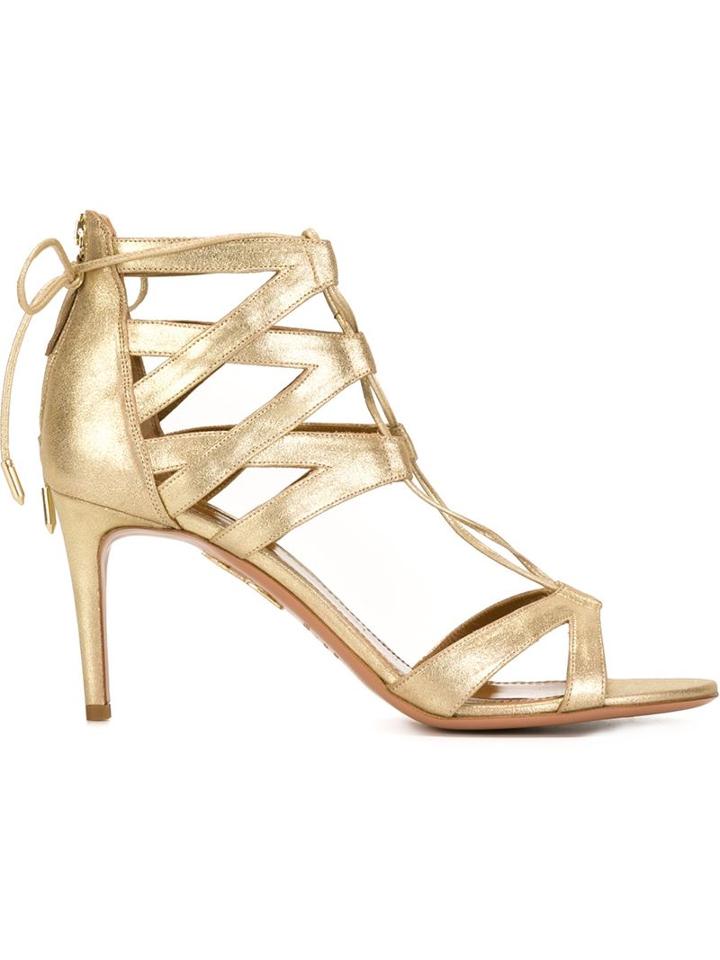 Aquazzura Belgravia Sandals, Women's, Size: 38, Grey, Leather