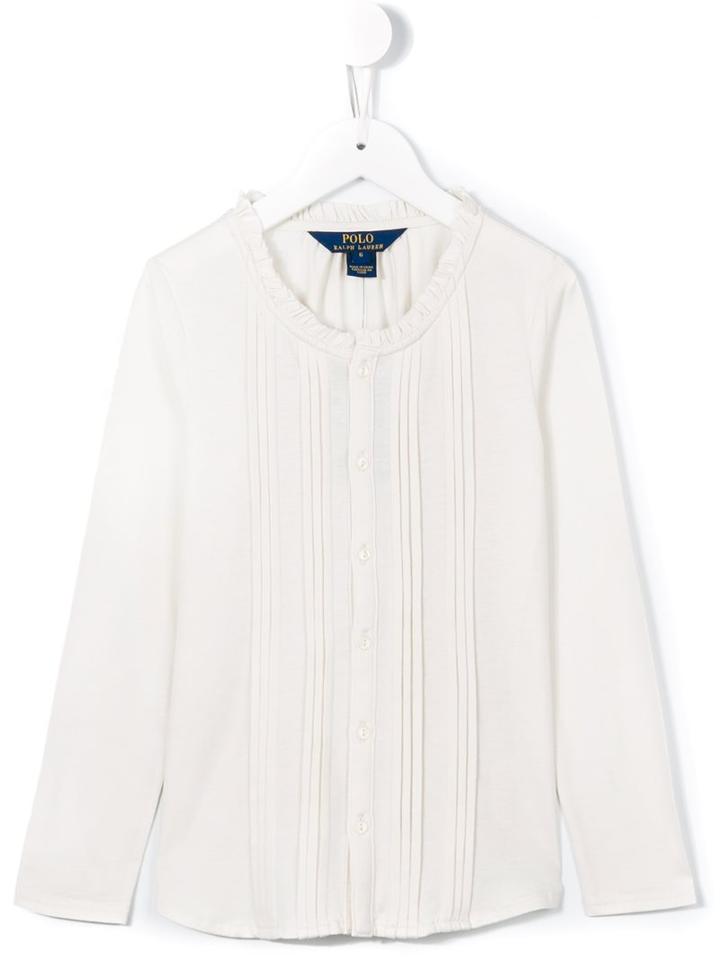 Ralph Lauren Kids Pleated Blouse, Girl's, Size: 7 Yrs, Nude/neutrals