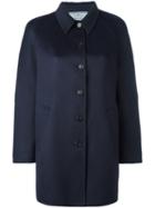 Prada Single Breasted Coat, Women's, Size: 44, Blue, Angora/virgin Wool/cashgora