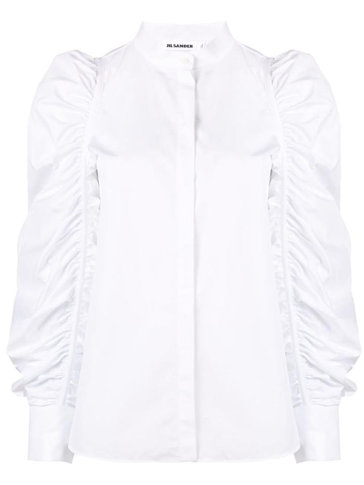 Jil Sander Ruched Puff Sleeve Shirt - White