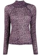Nanushka Madi Animal Print Sweater - Purple