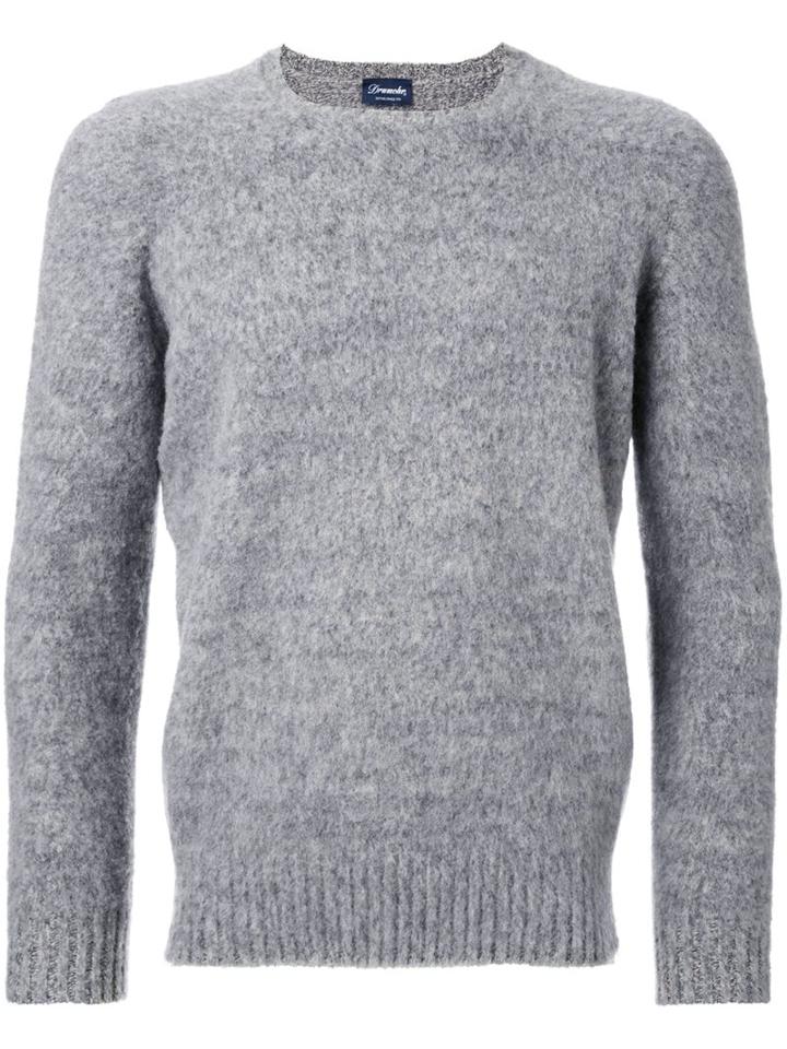 Drumohr Crew Neck Jumper, Men's, Size: 50, Grey, Wool