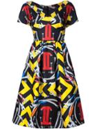 Moschino Moschino Couture Tool Print Dress, Women's, Size: 40, Black, Silk