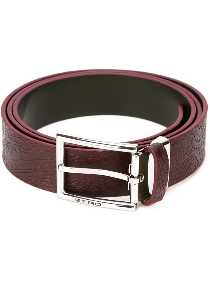 Etro Buckle Fastening Belt, Men's, Size: 120, Red, Calf Leather