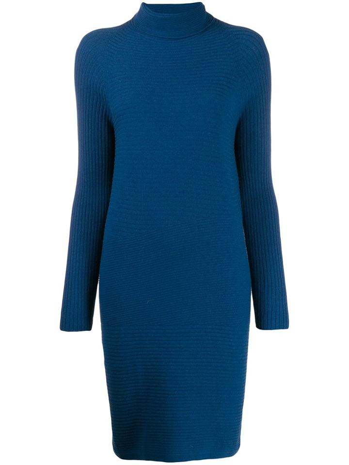 Antonelli Roll Neck Knit Dress - Blue