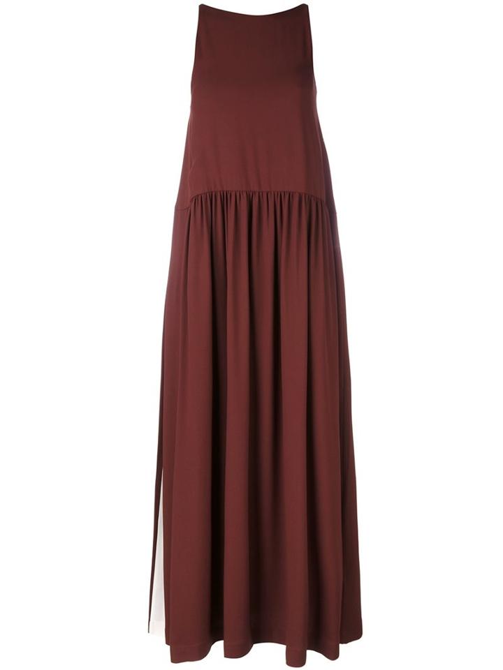 Erika Cavallini Gathered Skirt Maxi Dress, Women's, Size: 42, Red, Acetate/viscose/silk/polyester