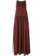Erika Cavallini Gathered Skirt Maxi Dress, Women's, Size: 42, Red, Acetate/viscose/silk/polyester