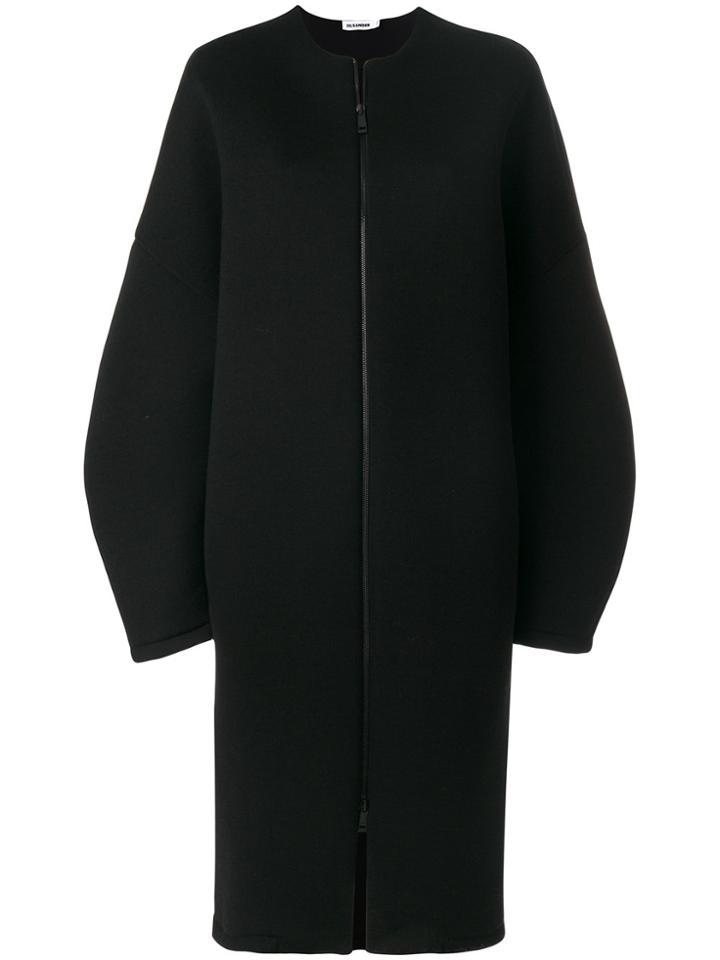 Jil Sander Oversized Drop Shoulder Coat - Black