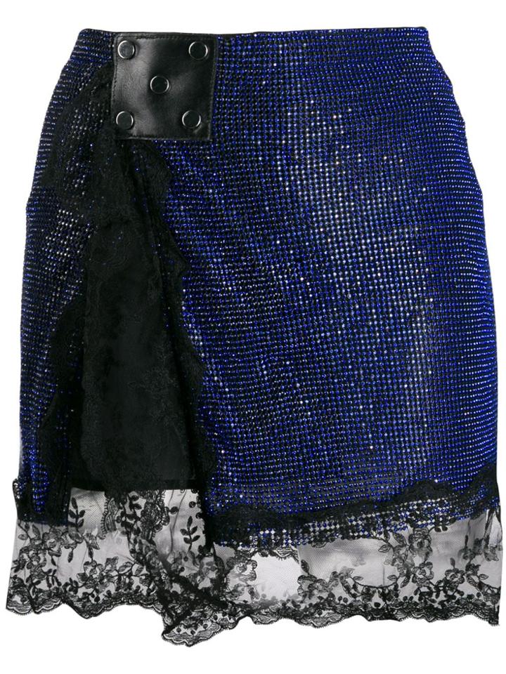 Christopher Kane Crystal Mesh Mini Skirt - Blue