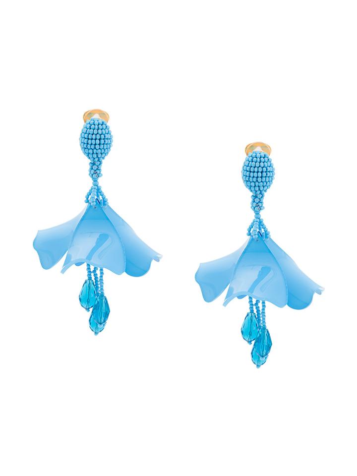Oscar De La Renta Small Impatiens C Earrings - Blue