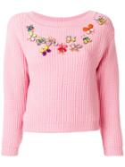 Boutique Moschino Butterfly Embellished Sweater - Pink & Purple