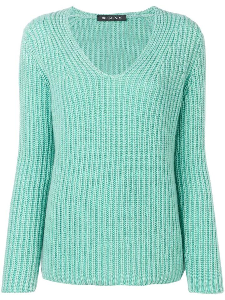 Iris Von Arnim V-neck Jumper - Green