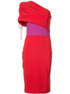 Haney Colour Block One Shoulder Dress - Red