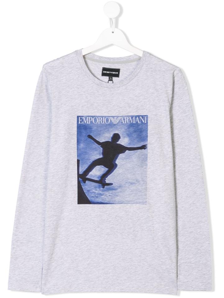 Emporio Armani Kids Teen Long-sleeve Printed T-shirt - Grey