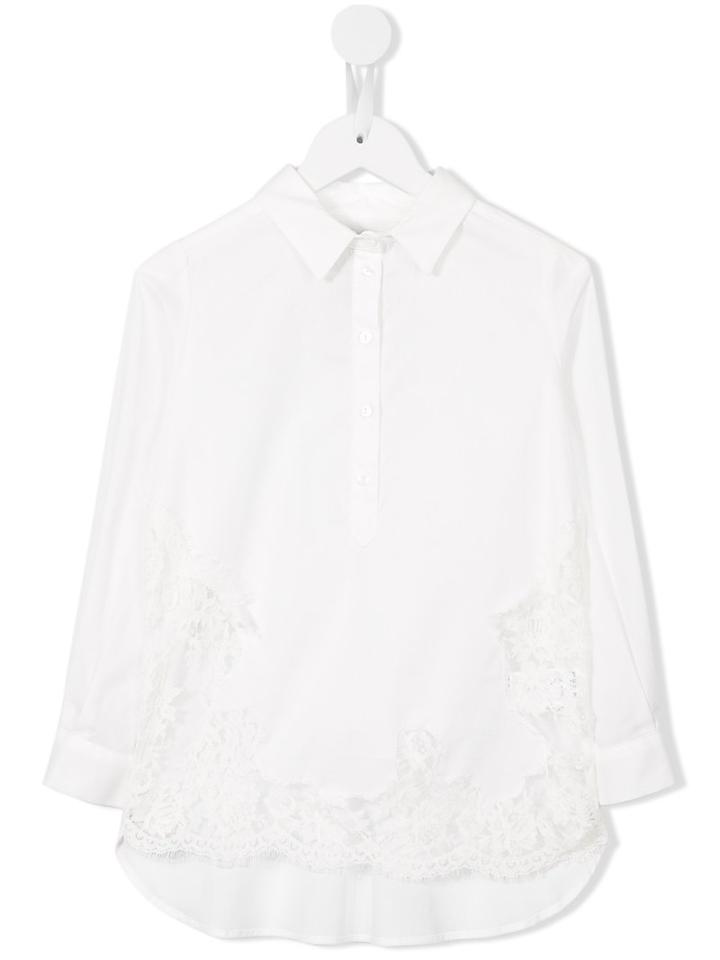 Ermanno Scervino Junior Lace Insert Shirt, Girl's, Size: 12 Yrs, White