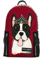 Dolce & Gabbana Vulcano Dog Print And Studded Backpack - Red