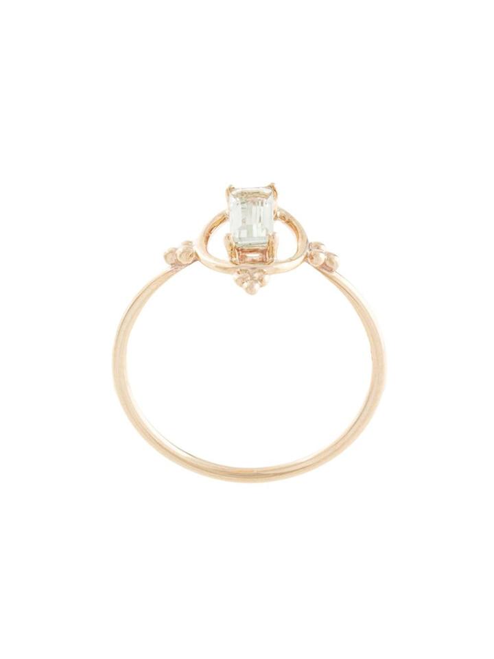 Natalie Marie 9kt Yellow Gold Alya Green Amethyst Halo Ring - 9ct