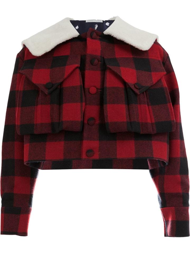 Charles Jeffrey Loverboy Oversized Collar Checked Jacket - Red