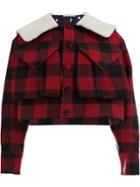 Charles Jeffrey Loverboy Oversized Collar Checked Jacket - Red