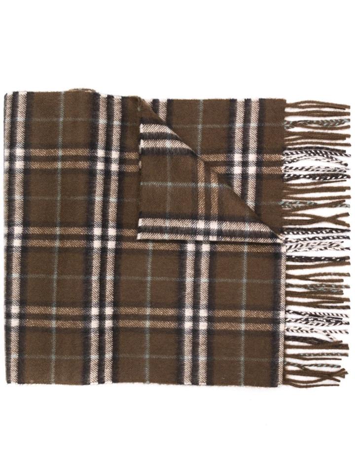 Burberry Checked Fringe Scarf - Brown