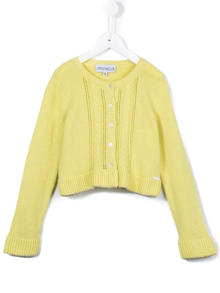 Simonetta Round Neck Cardigan, Girl's, Size: 10 Yrs, Yellow/orange